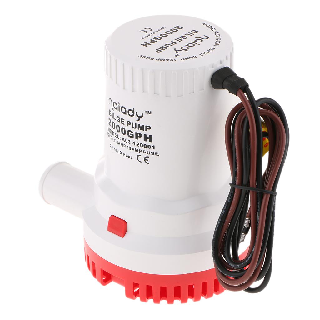 水中ビルジポンプ 12V 2000GPH 軽量プラスチック製 - Fishing Boat Bilge Pump のレビューと価格