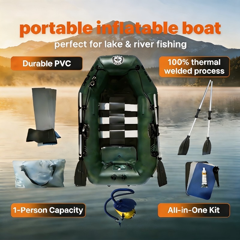 1人乗り釣り用ボート格安インフレータブルローイングカヤックポ - Fishing Boat Oar のレビューと価格